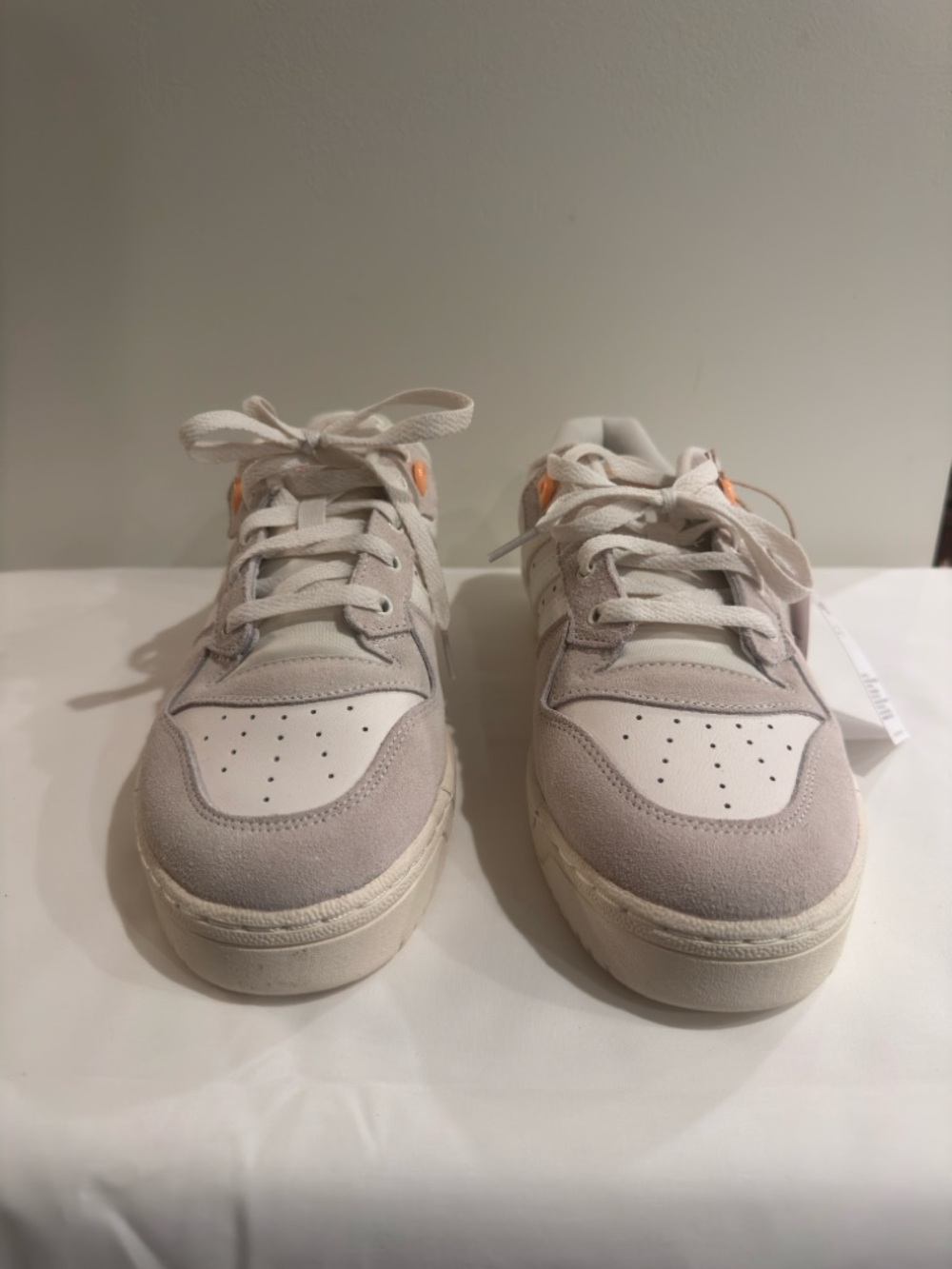 adidas Men’s Low-Top Sneakers in White and Light Gray with Orange Accents